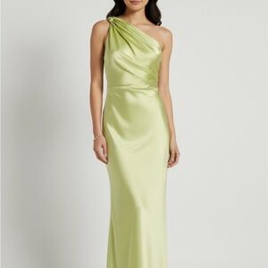 Tanya Taylor One-Shoulder Lime Dress